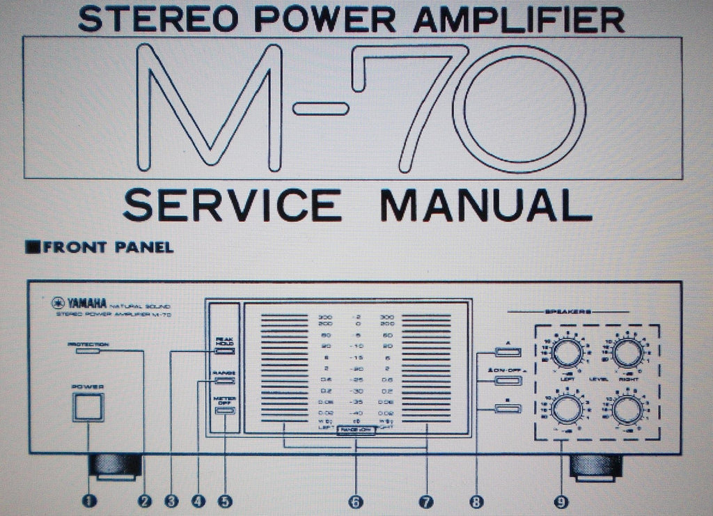 YAMAHA M-70 STEREO POWER AMP SERVICE MANUAL INC BLK DIAG SCHEMS AND PCBS 12 PAGES ENG