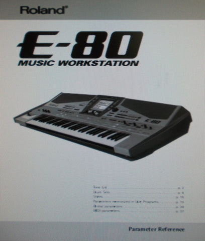 ROLAND E-80 MUSIC WORKSTATION PARAMETER REFERENCE 40 PAGES ENG