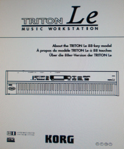 KORG TRITON LE MUSIC WORKSTATION 88 KEY MODEL MANUAL 10 PAGES ENG FRANC DEUT