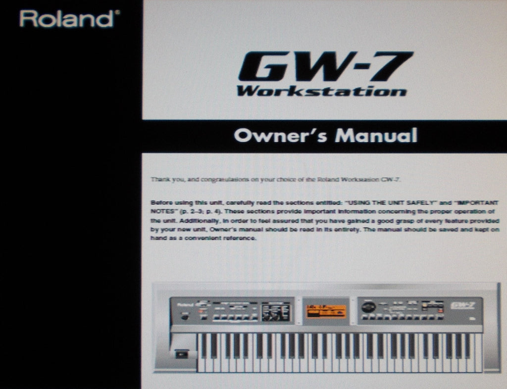 ROLAND GW-7 WORKSTATION OWNER'S MANUAL INC CONN DIAGS AND TRSHOOT GUIDE 48 PAGES ENG