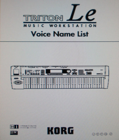 KORG TRITON LE MUSIC WORKSTATION VOICE NAME LIST 32 PAGES ENG