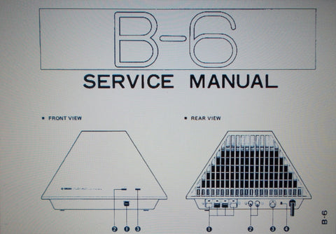 YAMAHA B-6 STEREO POWER AMP SERVICE MANUAL INC BLK DIAG CIRC DIAGS SCHEMS PCBS AND PARTS LIST 25 PAGES ENG