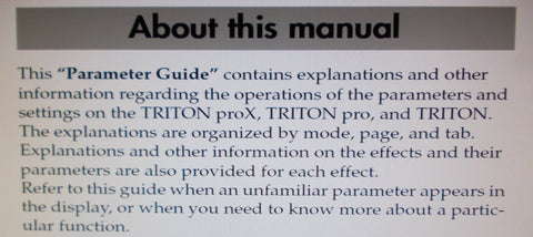 KORG TRITON TRITON PRO TRITON PROX PARAMETER GUIDE INC BLK DIAGS AND TRSHOOT GUIDE 255 PAGES ENG