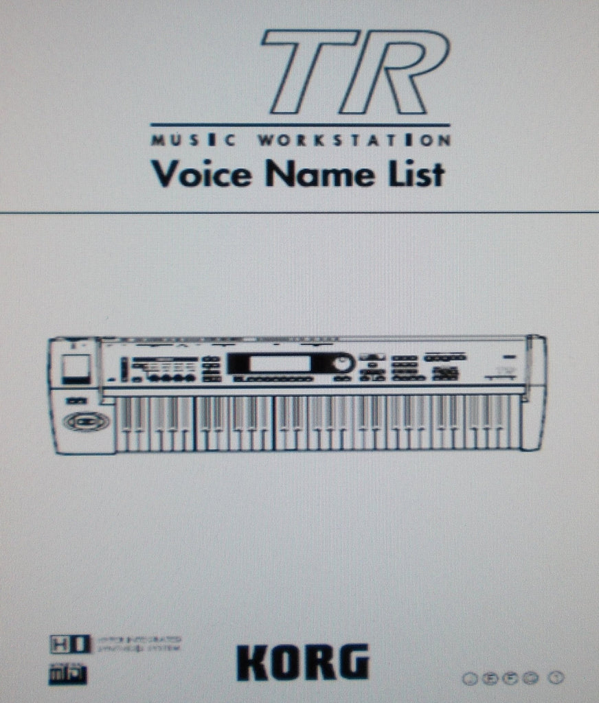 KORG TR MUSIC WORKSTATION VOICE NAME LIST 34 PAGES ENG