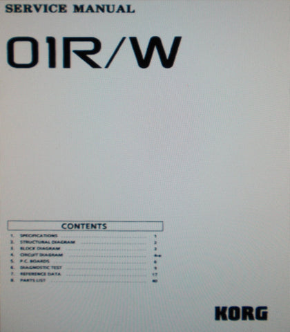 KORG 01R W MUSIC WORKSTATION SERVICE MANUAL INC BLK DIAG SCHEMS PCBS AND PARTS LIST 47 PAGES ENG