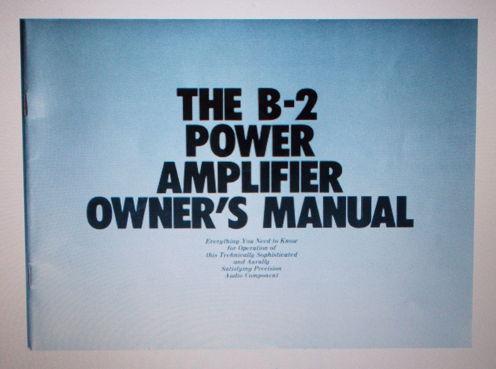 YAMAHA B-2 STEREO POWER AMP OWNER'S MANUAL INC CONN DIAG BLK DIAGS AND TRSHOOT GUIDE 23 PAGES ENG