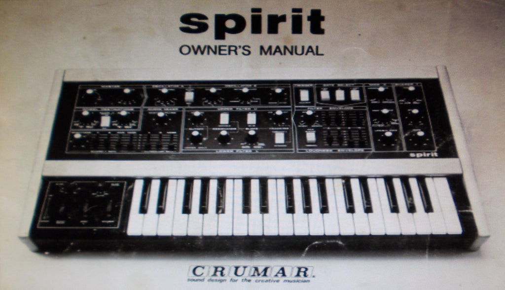 CRUMAR SPIRIT SYNTHESIZER OWNER'S MANUAL 30 PAGES ENG