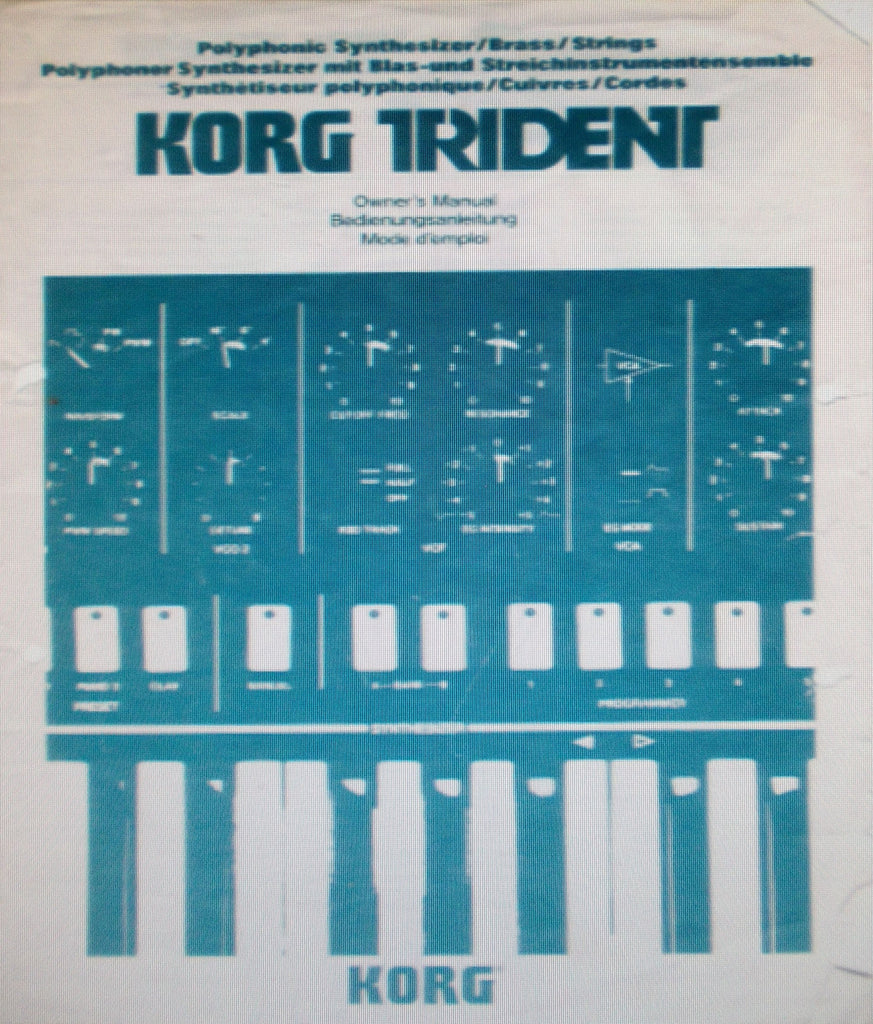 KORG TRIDENT POLYPHONIC SYNTHESIZER OWNER'S MANUAL INC CONN DIAG 67 PAGES ENG DEUT FRANC