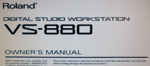 ROLAND VS-880 DIGITAL STUDIO WORKSTATION OWNER'S MANUAL AND QUICK START INC CONN DIAGS BLK DIAG AND TRSHOOT GUIDE 144 PAGES ENG