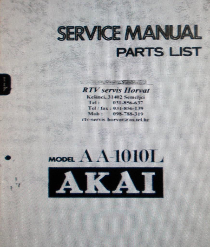 AKAI AA-1010L FM LW MW RECEIVER SERVICE MANUAL INC SCHEMS PCBS AND PARTS LIST 38 PAGES ENG