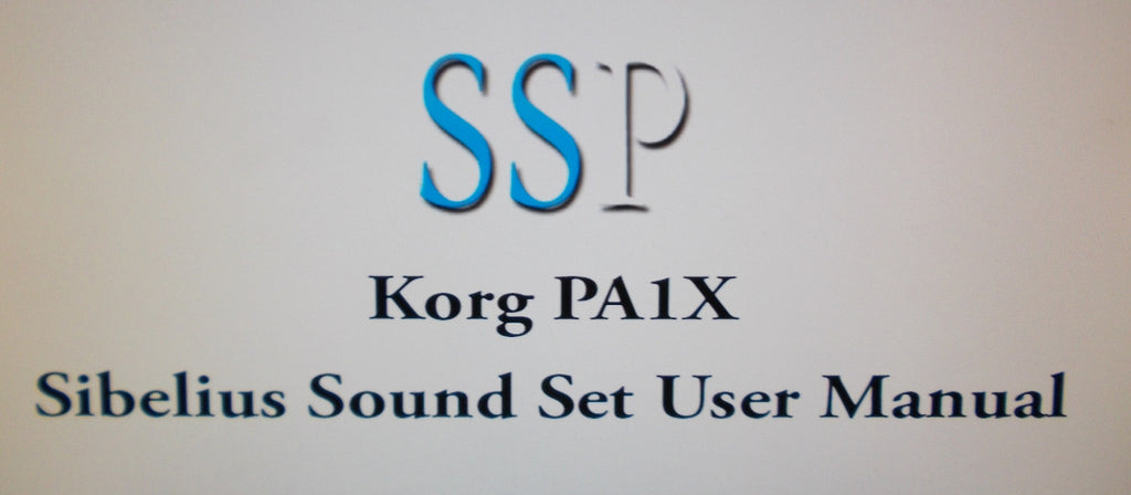 KORG Pa1X PROFESSIONAL ARRANGER SIBELIUS SOUND SET USER MANUAL 27 PAGES ENG