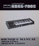 KORG MINI KORG-700S SYNTHESIZER OWNER'S MANUAL OPERATION SPECIFICATIONS INC OPERATION PROCEDURE AND SET CHARTS 5 PAGES ENG