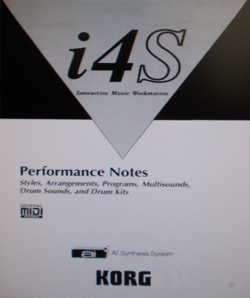 KORG i4S INTERACTIVE MUSIC WORKSTATION PERFORMANCE NOTES 16 PAGES ENG