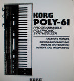 KORG POLY-61 PROGRAMMABLE POLYPHONIC SYNTHESIZER OWNER'S MANUAL 109 PAGES ENG DEUT FRANC ESP
