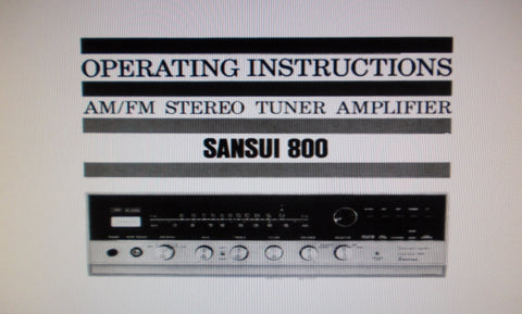 SANSUI 800 AM FM STEREO TUNER AMP OPERATING INSTRUCTIONS INC CONN DIAGS 20 PAGES ENG