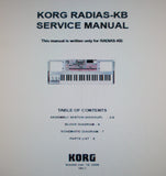 KORG RADIAS-KB SYNTHESIZER VOCODER SERVICE MANUAL INC BLK DIAG SCHEMS AND PARTS LIST VER. 1 8 PAGES ENG PW &radiaskb