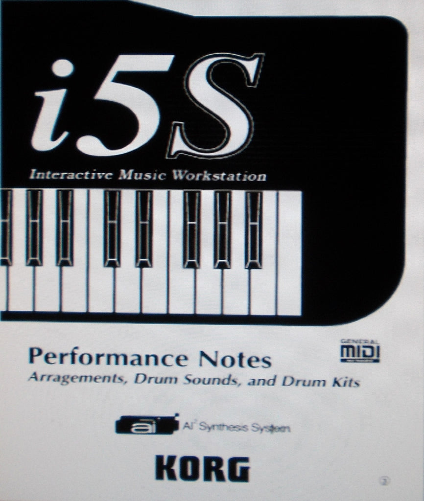 KORG i5S INTERACTIVE MUSIC WORKSTATION PERFORMANCE NOTES 16 PAGES ENG