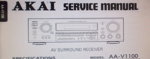 AKAI AA-V1100 AV SURROUND RECEIVER SERVICE MANUAL BLK DIAG SCHEM DIAG PCB AND PARTS LIST 12 PAGES ENG