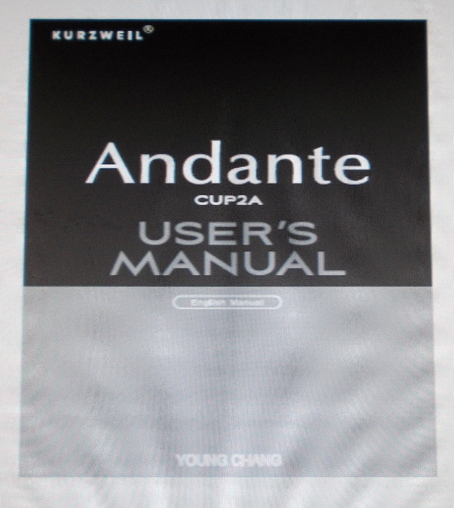 KURZWEIL ANDANTE CUP2A DIGITAL PIANO USER'S MANUAL 26 PAGES ENG