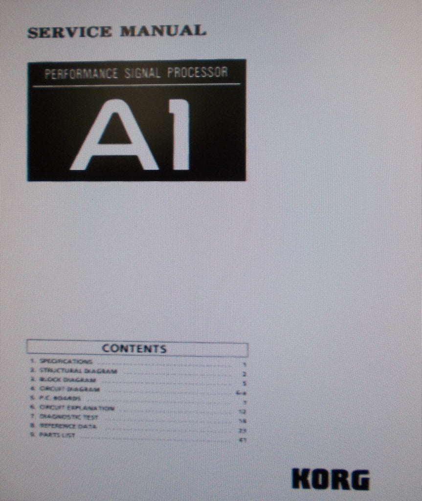 KORG A1 PERFORMANCE SIGNAL PROCESSOR SERVICE MANUAL INC BLK DIAGS SCHEMS PCBS AND PARTS LIST 53 PAGES ENG