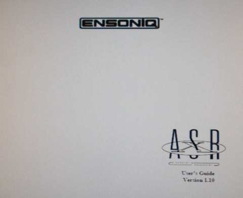 ENSONIQ ASR-X SAMPLER RESAMPLER USER'S GUIDE VER 1.10 30 PAGES ENG