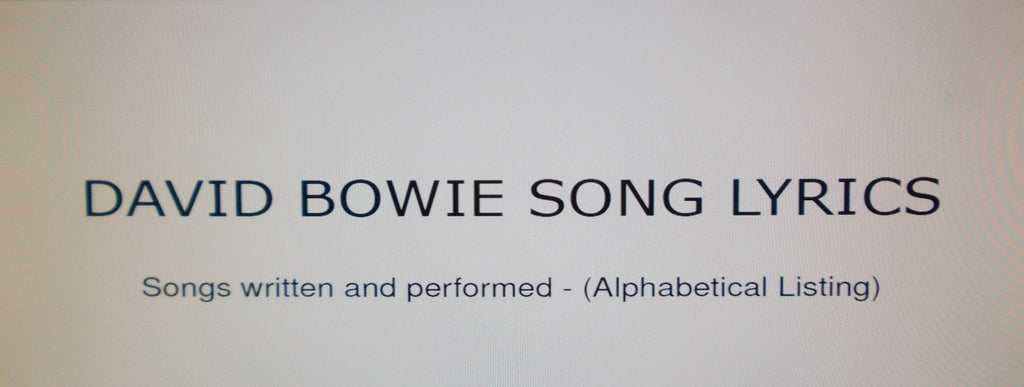 DAVID BOWIE SONG LYRICS 529 PAGES ENG