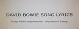 DAVID BOWIE SONG LYRICS 529 PAGES ENG