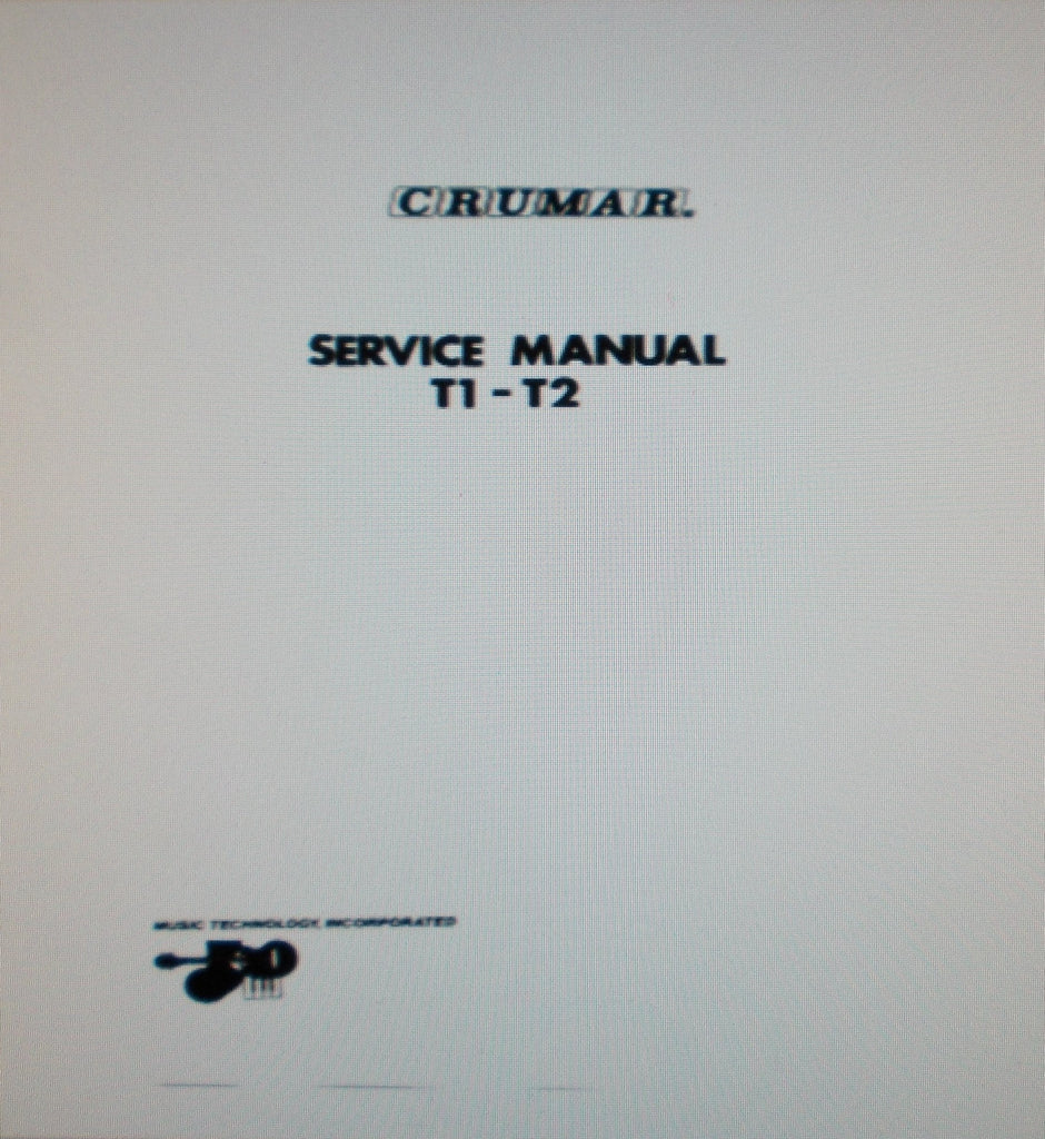 CRUMAR ORGANIZER T-1 T-2 POLYPHONIC ORGAN SERVICE MANUAL INC SCHEMS 35 PAGES ENG