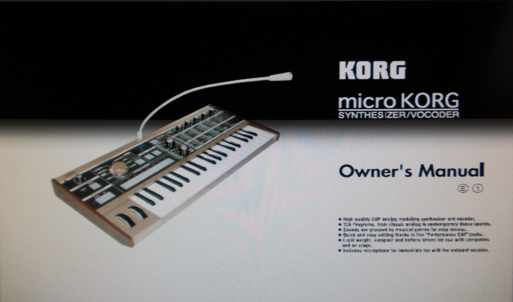 KORG MICROKORG SYNTHESIZER VOCODER OWNER'S MANUAL INC TRSHOOT GUIDE 80 PAGES ENG