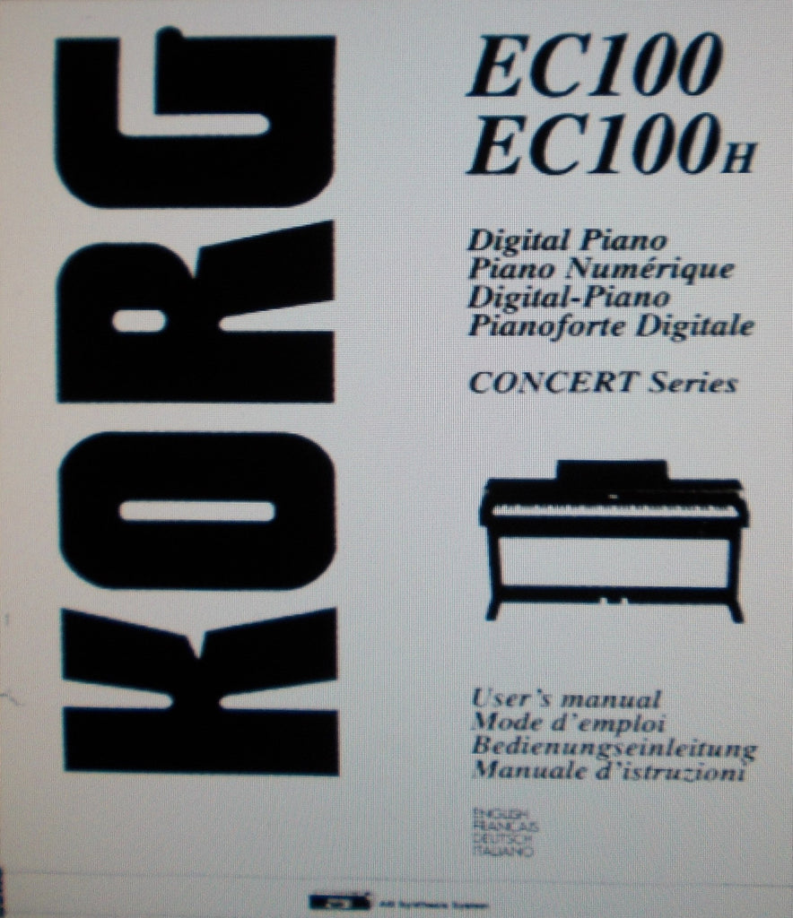 KORG EC100 EC100h CONCERT SERIES DIGITAL PIANO USER'S MANUAL INC TRSHOOT GUIDE 62 PAGES ENG FRANC DEUT ITAL