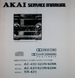 AKAI AC-420 AC-423R AC-425K AC-620 AC-623R AC-625K SR-425 MINI STEREO COMPONENT SYSTEM SERVICE MANUAL INC BLK DIAGS SCHEMS PCBS AND PARTS LIST 53 PAGES ENG