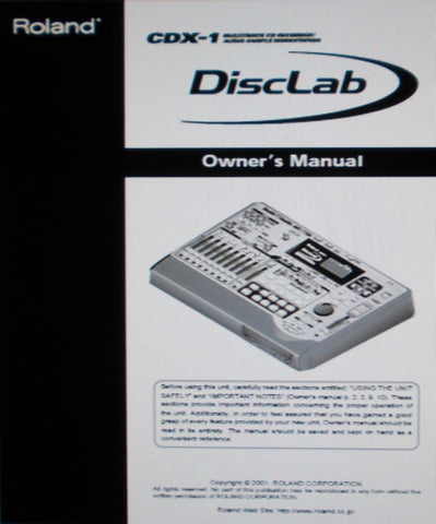 ROLAND CDX-1 DISCLAB MULTITRACK CD RECORDER AUDIO SAMPLE WORKSTATION MODE OWNER'S MANUAL INC TRSHOOT GUIDE AND NEWLY ADDED FUNCTIONS VER 1.5 252 PAGES ENG
