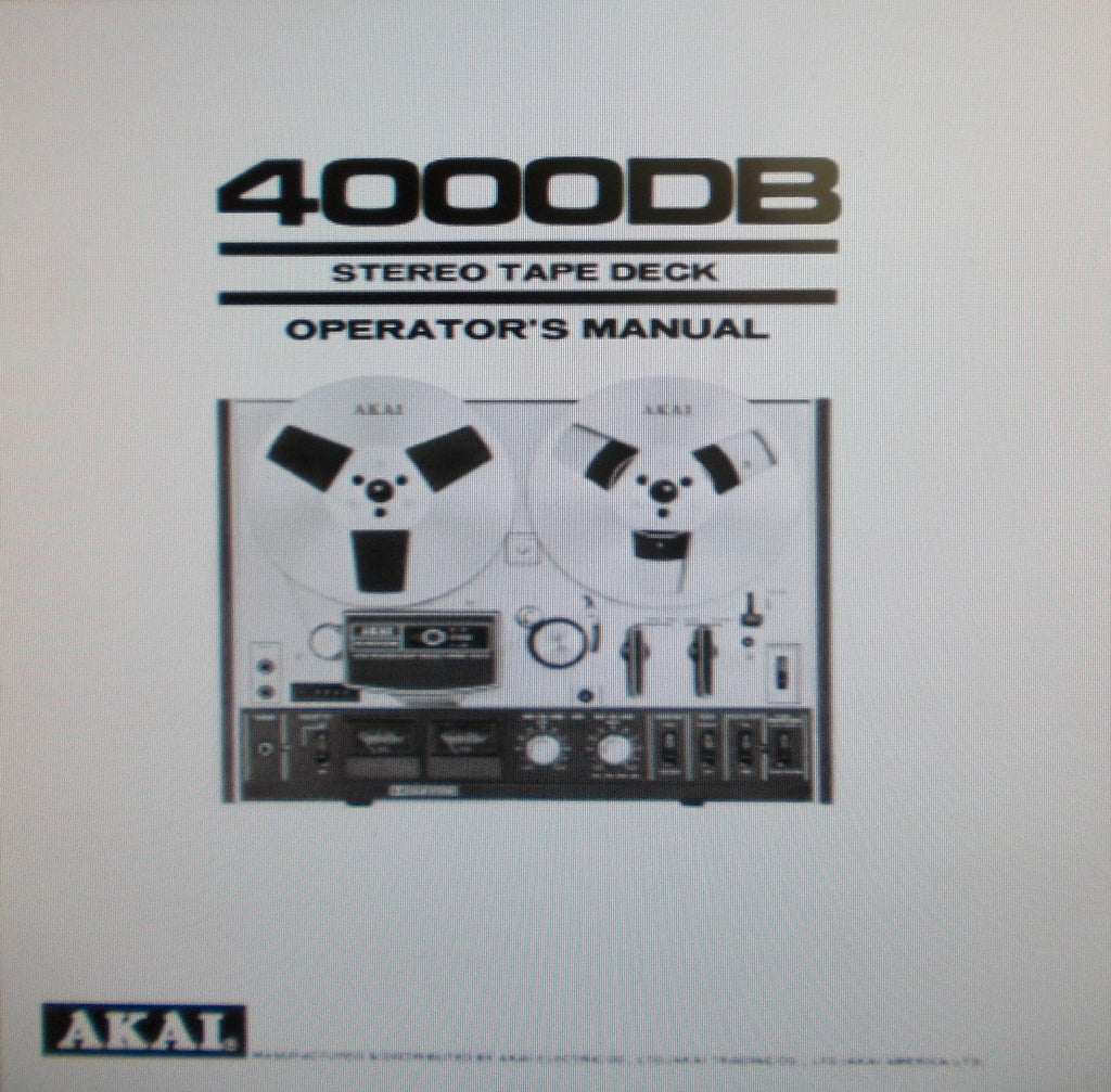 AKAI 4000DB STEREO TAPE DECK OPERATOR'S MANUAL INC CONN DIAG 14 PAGES ENG