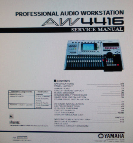 YAMAHA AW4416 PRO AUDIO WORKSTATION SERVICE MANUAL INC BLK DIAGS SCHEMS PCBS AND PARTS LIST 156 PAGES ENG