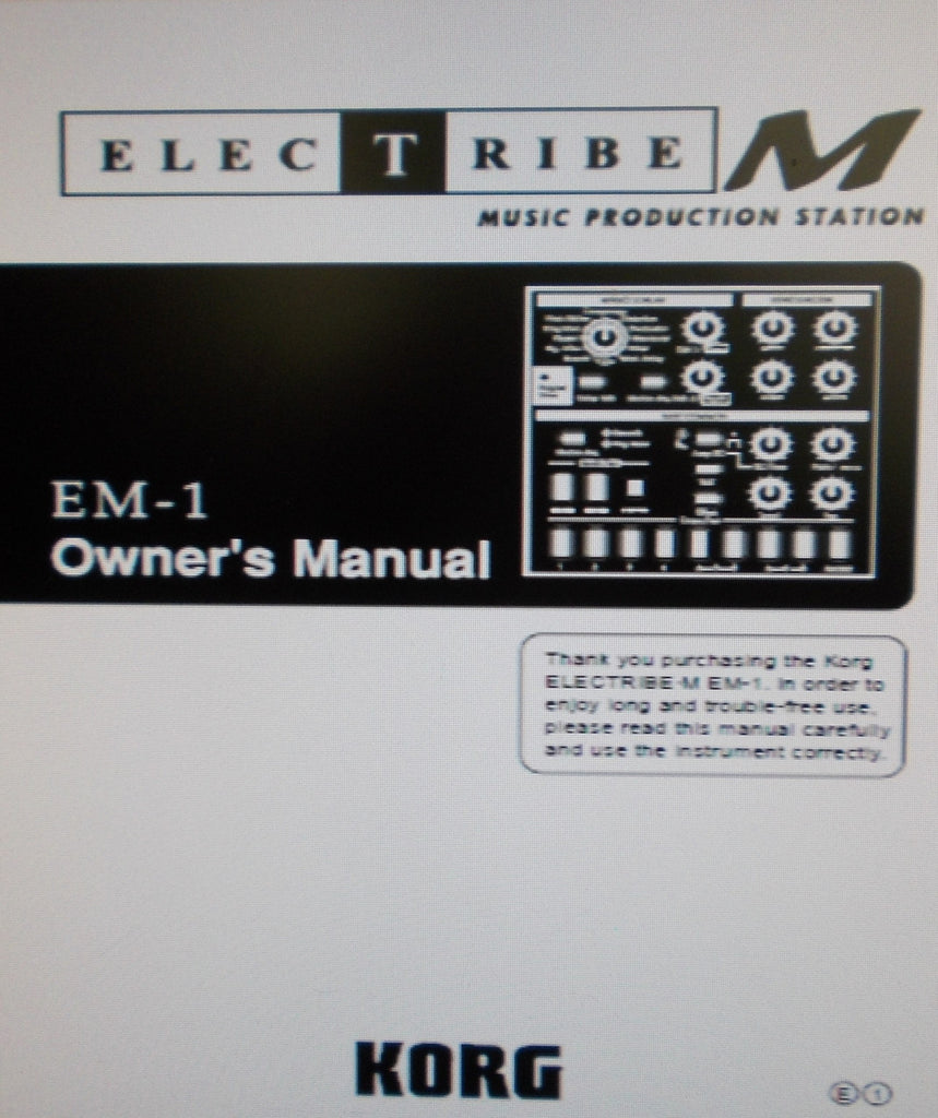 KORG EM-1 ELECTRIBE M MUSIC PRODUCTION STATION OWNER'S MANUAL INC CONN DIAGS AND TRSHOOT GUIDE 56 PAGES ENG