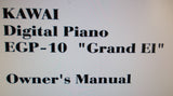 KAWAI EGP-10 GRAND EI DIGITAL PIANO OWNER'S MANUAL 12 PAGES ENG