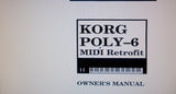 KORG POLY-6 SYNTHESIZER PS6-MRK MIDI RETROFIT OWNER'S MANUAL 27 PAGES ENG
