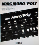 KORG MONO POLY 4VCO SYNTHESIZER OWNER'S MANUAL INC TRSHOOT GUIDE 38 PAGES ENG DEUT FRANC