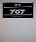 KORG 707 PERFORMING SYNTHESIZER OWNER'S MANUAL 43 PAGES ENG