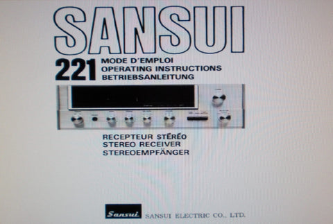 SANSUI 221 STEREO RECEIVER OPERATING INSTRUCTIONS INC CONN DIAGS AND TRSHOOT GUIDE 44 PAGES ENG FRANC DEUT