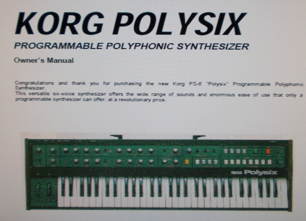 KORG POLYSIX PROGRAMMABLE POLYPHONIC SYNTHESIZER OWNER'S MANUAL 24 PAGES ENG