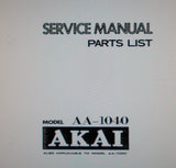 AKAI AA-1040 AA-1050 STEREO RECEIVER SERVICE MANUAL INC SCHEMS PCBS AND PARTS LIST 24 PAGES ENG