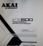 AKAI VX600 PROGRAMMABLE MATRIX SYNTHESIZER OPERATOR'S MANUAL 67 PAGES ENG