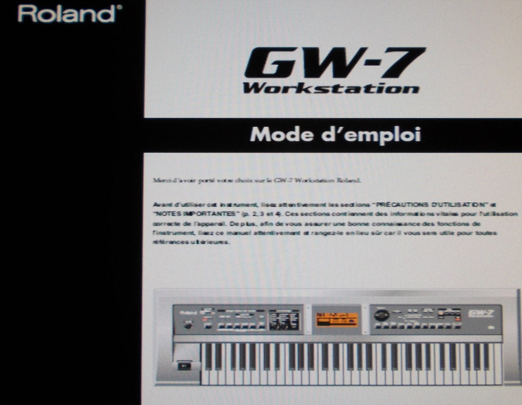 ROLAND GW-7 WORKSTATION MODE D'EMPLOI INC CONN DIAGS ET DYSFONCTIONNEMENTS 48 PAGES FRANC