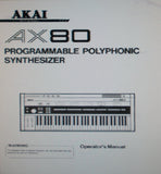 AKAI AX80 PROGRAMMABLE POLYPHONIC SYNTHESIZER OPERATOR'S MANUAL 18 PAGES ENG