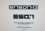 ENSONIQ ESQ-1 DIGITAL WAVE SYNTHESIZER AND SEQUENCER MUSICIAN'S MANUAL VER 2.0 217 PAGES ENG