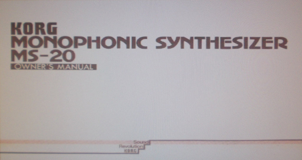 KORG MS-20 MONOPHONIC SYNTHESIZER OWNER'S MANUAL INC BLK DIAG AND CONN DIAGS 13 PAGES ENG BR COVER