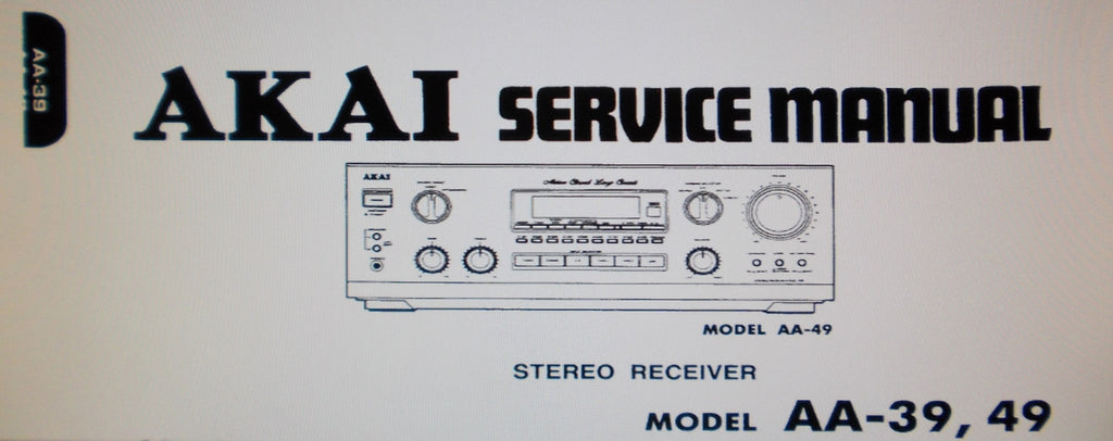 AKAI AA-39 AA-49 STEREO RECEIVER SERVICE MANUAL INC SCHEMS PCBS AND PARTS LIST 33 PAGES ENG