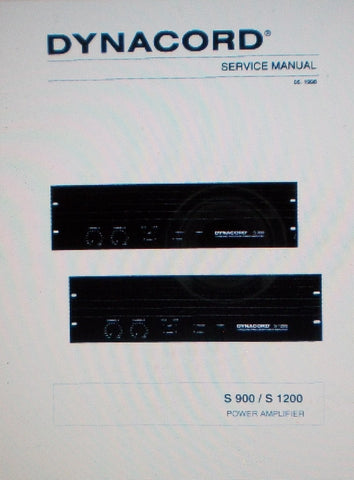DYNACORD S 900 S 1200 POWER AMP SERVICE MANUAL INC SCHEM DIAG AND PARTS LIST 20 PAGES ENG DEUT