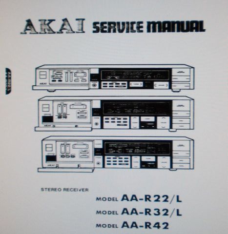 AKAI AA-R22 AA-R22L AA-R32 AA-R32L AA-R42 FM AM MW LW STEREO RECEIVER SERVICE MANUAL INC SCHEMS PCBS AND PARTS LIST 122 PAGES ENG